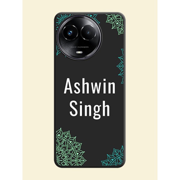 Your Name with Floral Design on Space Black Custom Soft Matte Back Cover - Realme C67 5G Your Name with Floral Design on Space Black Custom Soft Matte Back Cover - Realme C67 5G
