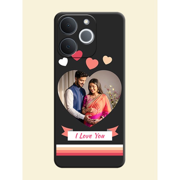 Love Shaped Photo with Colorful Stripes On Space Black Custom Soft Matte Mobile Back Cover - Realme C71 4G Love Shaped Photo with Colorful Stripes On Space Black Custom Soft Matte Mobile Back Cover - Realme C71 4G