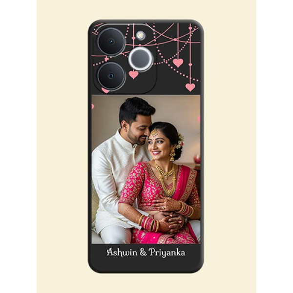 Pink Love Hangings with Text On Space Black Custom Soft Matte Mobile Back Cover - Realme C71 4G