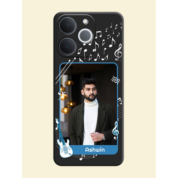 Musical Theme Design with Text on Photo On Space Black Custom Soft Matte Mobile Back Cover - Realme C71 4G Musical Theme Design with Text on Photo On Space Black Custom Soft Matte Mobile Back Cover - Realme C71 4G