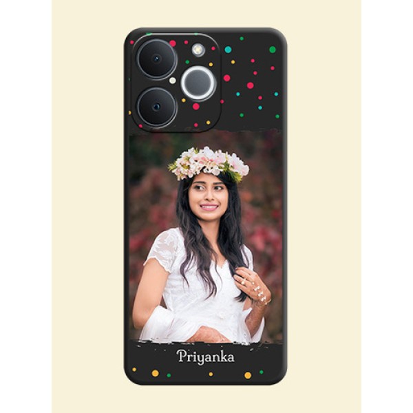 Multicolor Dotted Pattern with Text On Space Black Custom Soft Matte Mobile Back Cover - Realme C71 4G Multicolor Dotted Pattern with Text On Space Black Custom Soft Matte Mobile Back Cover - Realme C71 4G