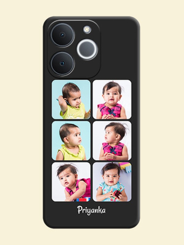 Floral Art with 6 Image Holder on Photo On Space Black Custom Soft Matte Mobile Back Cover - Realme C71 4G