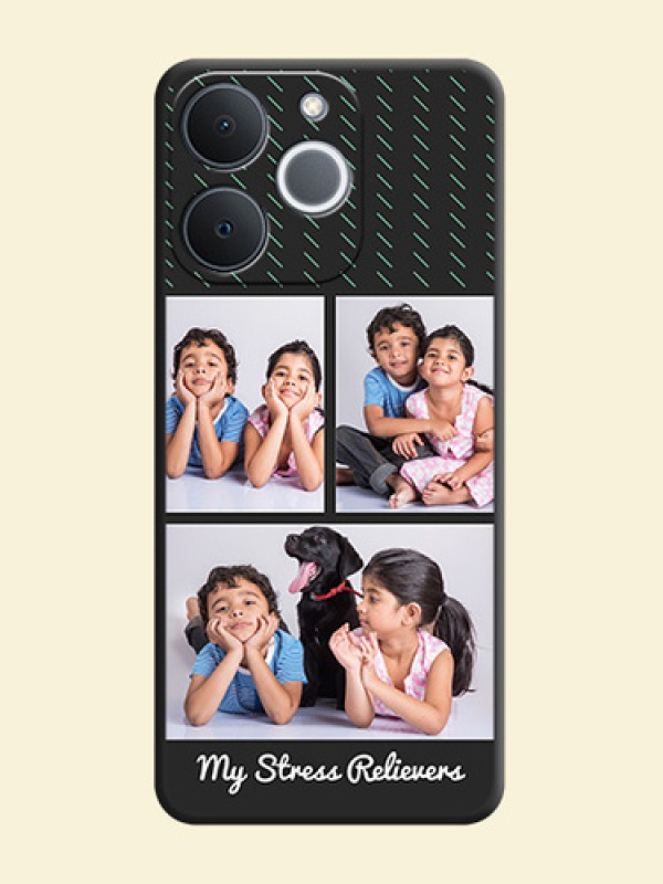 Cross Dotted Pattern with 2 Image Holder On Space Black Custom Soft Matte Mobile Back Cover - Realme C71 4G