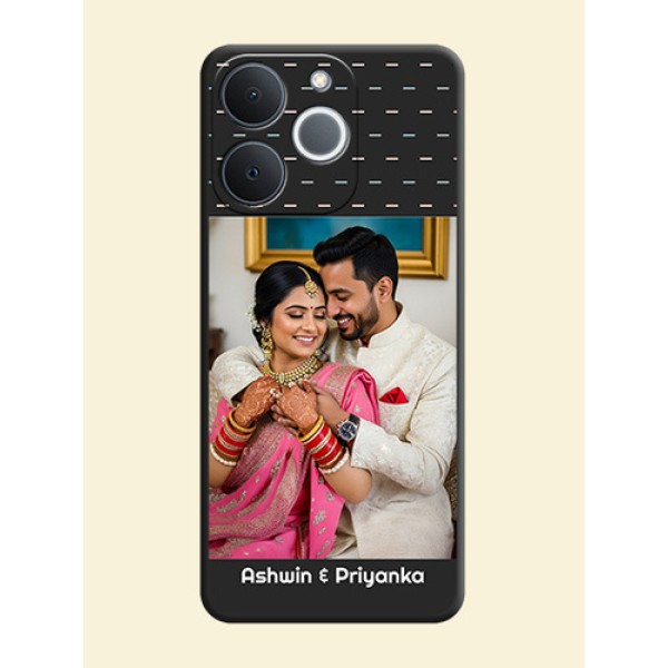 Line Pattern Design with Text On Space Black Custom Soft Matte Mobile Back Cover - Realme C71 4G