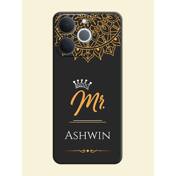 Mr Name with Floral Design On Space Black Custom Soft Matte Mobile Back Cover - Realme C71 4G Mr Name with Floral Design On Space Black Custom Soft Matte Mobile Back Cover - Realme C71 4G