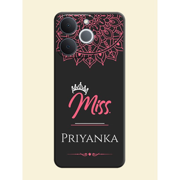 Mrs Name with Floral Design On Space Black Custom Soft Matte Mobile Back Cover - Realme C71 4G Mrs Name with Floral Design On Space Black Custom Soft Matte Mobile Back Cover - Realme C71 4G