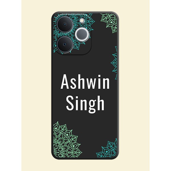Your Name with Floral Design On Space Black Custom Soft Matte Mobile Back Cover - Realme C71 4G Your Name with Floral Design On Space Black Custom Soft Matte Mobile Back Cover - Realme C71 4G