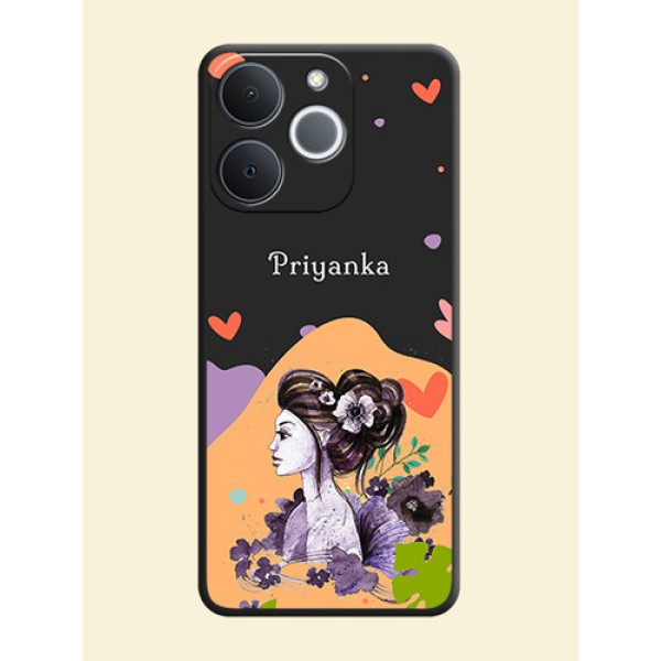 Namecase For Her With Fancy Lady Image On Space Black Custom Soft Matte Mobile Back Cover - Realme C71 4G Namecase For Her With Fancy Lady Image On Space Black Custom Soft Matte Mobile Back Cover - Realme C71 4G
