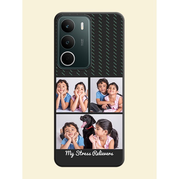 Cross Dotted Pattern with 2 Image Holder On Space Black Custom Soft Matte Mobile Back Cover - Realme C71 5G Cross Dotted Pattern with 2 Image Holder On Space Black Custom Soft Matte Mobile Back Cover - Realme C71 5G