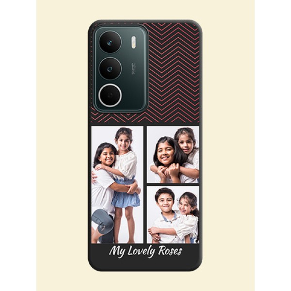 Wave Pattern with 3 Image Holder On Space Black Custom Soft Matte Mobile Back Cover - Realme C71 5G