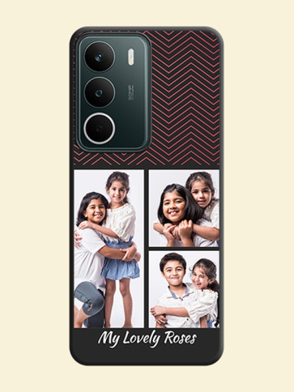 Wave Pattern with 3 Image Holder On Space Black Custom Soft Matte Mobile Back Cover - Realme C71 5G