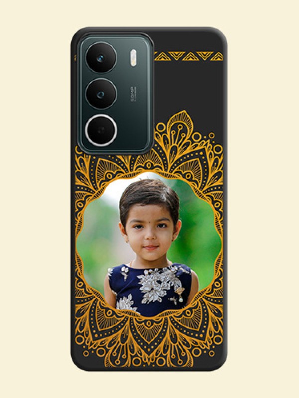 Round Image with Floral Design On Space Black Custom Soft Matte Mobile Back Cover - Realme C71 5G