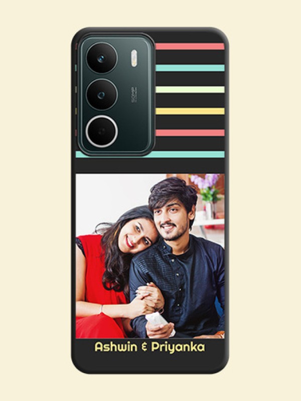 Color Stripes with Photo and Text on Photo On Space Black Custom Soft Matte Mobile Back Cover - Realme C71 5G