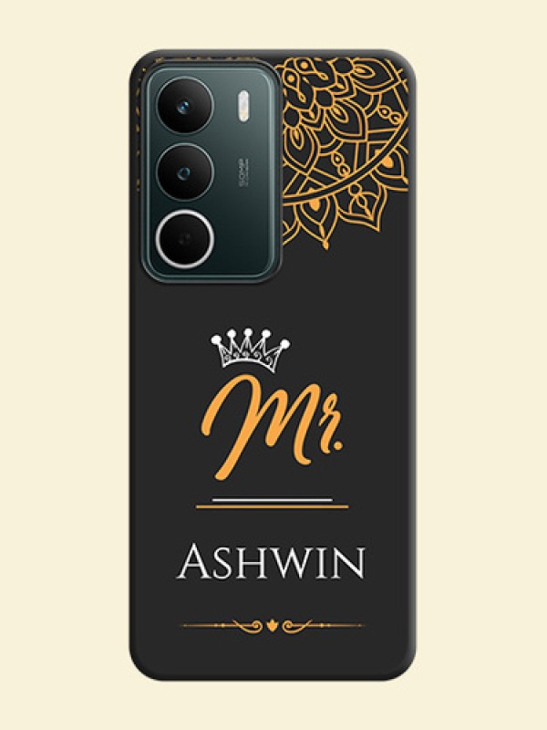 Mr Name with Floral Design On Space Black Custom Soft Matte Mobile Back Cover - Realme C71 5G