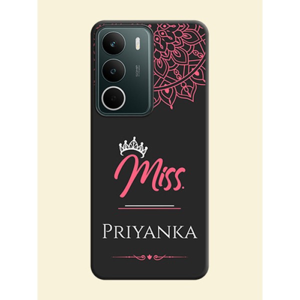 Mrs Name with Floral Design On Space Black Custom Soft Matte Mobile Back Cover - Realme C71 5G Mrs Name with Floral Design On Space Black Custom Soft Matte Mobile Back Cover - Realme C71 5G