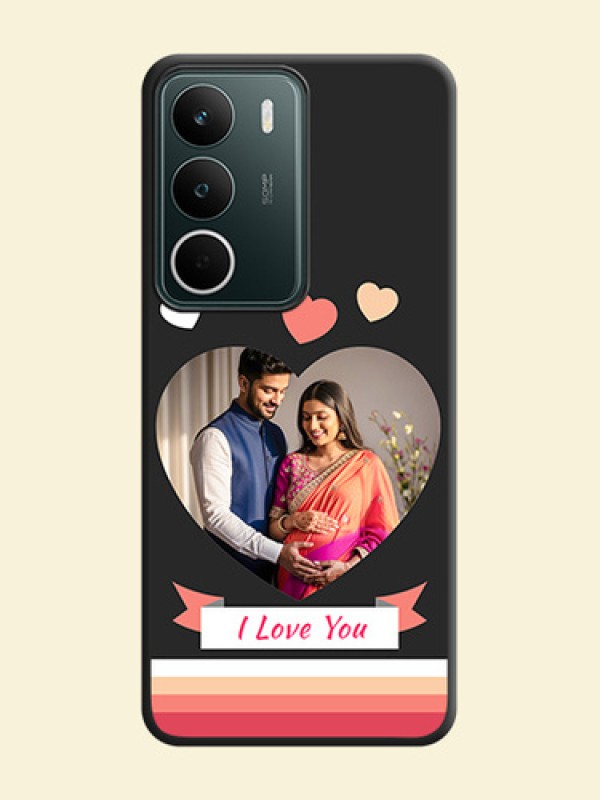 Love Shaped Photo with Colorful Stripes On Space Black Custom Soft Matte Mobile Back Cover - Realme C73 5G