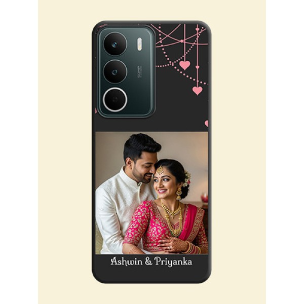 Pink Love Hangings with Text On Space Black Custom Soft Matte Mobile Back Cover - Realme C73 5G Pink Love Hangings with Text On Space Black Custom Soft Matte Mobile Back Cover - Realme C73 5G