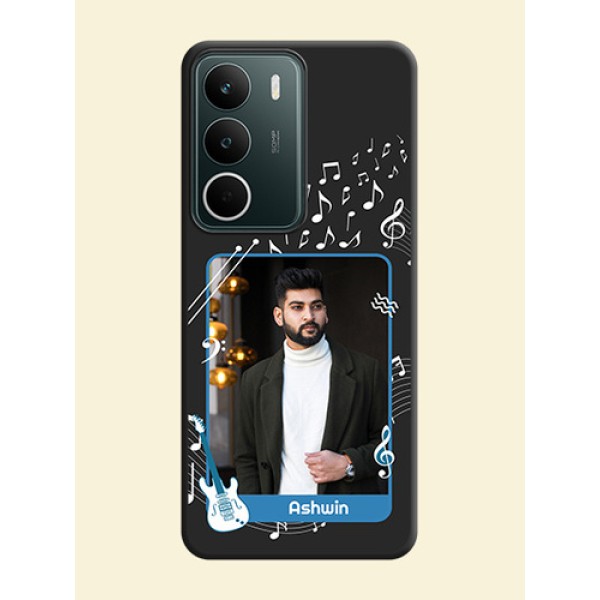 Musical Theme Design with Text on Photo On Space Black Custom Soft Matte Mobile Back Cover - Realme C73 5G Musical Theme Design with Text on Photo On Space Black Custom Soft Matte Mobile Back Cover - Realme C73 5G