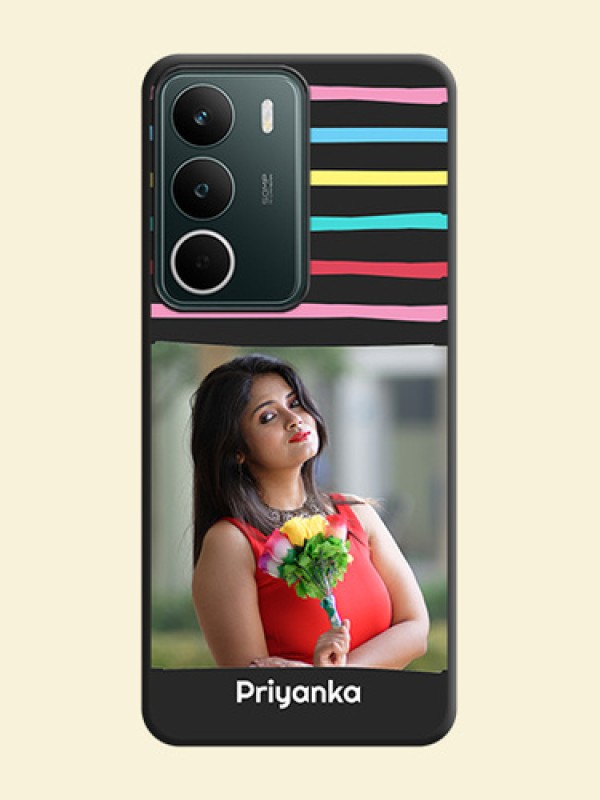Multicolor Lines with Image On Space Black Custom Soft Matte Mobile Back Cover - Realme C73 5G