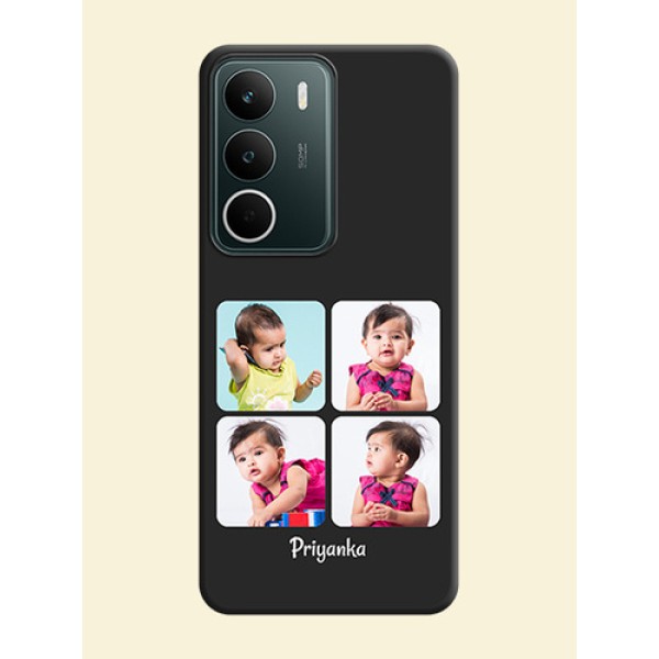 Floral Art with 6 Image Holder on Photo On Space Black Custom Soft Matte Mobile Back Cover - Realme C73 5G Floral Art with 6 Image Holder on Photo On Space Black Custom Soft Matte Mobile Back Cover - Realme C73 5G