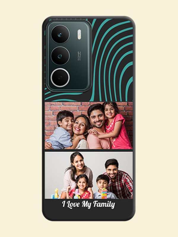 Wave Pattern with 2 Image Holder On Space Black Custom Soft Matte Mobile Back Cover - Realme C73 5G