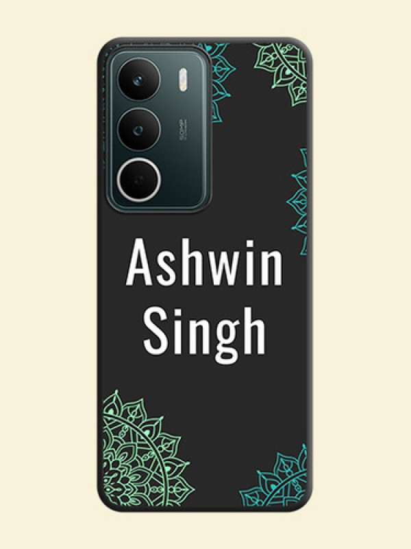 Your Name with Floral Design On Space Black Custom Soft Matte Mobile Back Cover - Realme C73 5G
