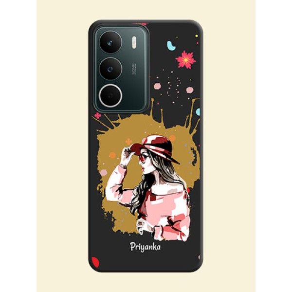 Mordern Lady With Color Splash Background With Custom Text On Space Black Custom Soft Matte Mobile Back Cover - Realme C73 5G