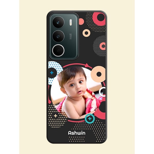 Multicoloured Round Image On Space Black Custom Soft Matte Mobile Back Cover - Realme C75 5G Multicoloured Round Image On Space Black Custom Soft Matte Mobile Back Cover - Realme C75 5G