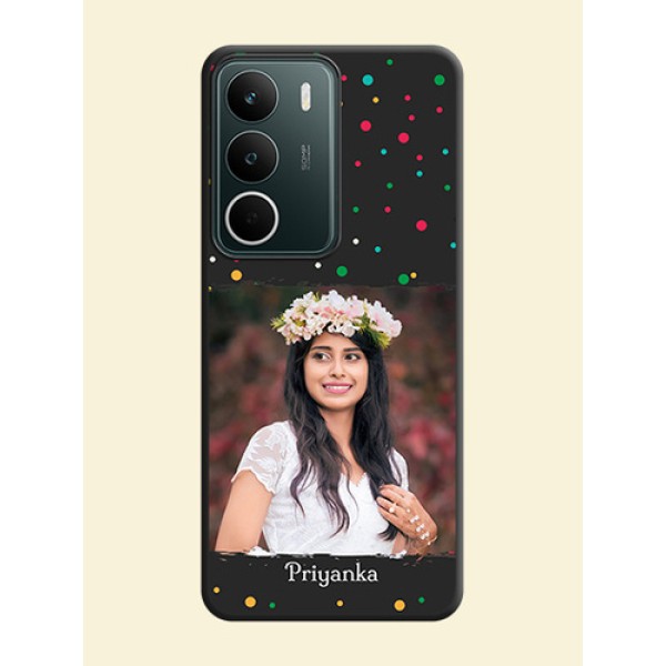 Multicolor Dotted Pattern with Text On Space Black Custom Soft Matte Mobile Back Cover - Realme C75 5G Multicolor Dotted Pattern with Text On Space Black Custom Soft Matte Mobile Back Cover - Realme C75 5G