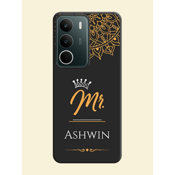 Mr Name with Floral Design On Space Black Custom Soft Matte Mobile Back Cover - Realme C75 5G Mr Name with Floral Design On Space Black Custom Soft Matte Mobile Back Cover - Realme C75 5G