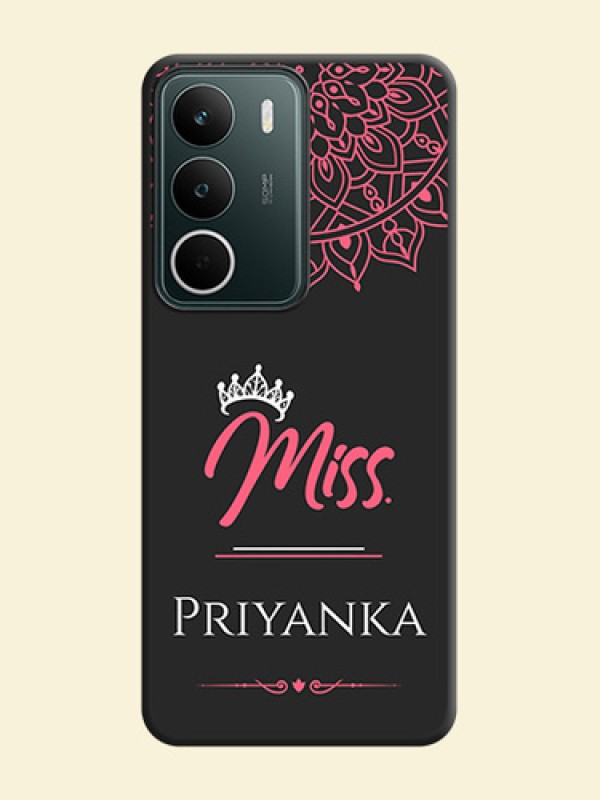 Mrs Name with Floral Design On Space Black Custom Soft Matte Mobile Back Cover - Realme C75 5G