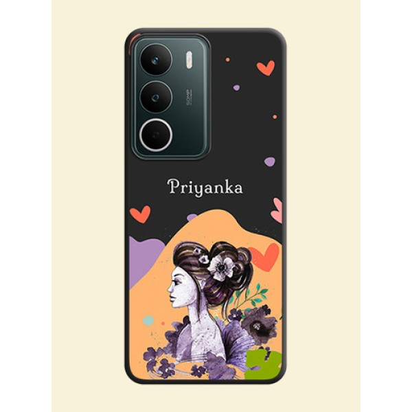 Namecase For Her With Fancy Lady Image On Space Black Custom Soft Matte Mobile Back Cover - Realme C75 5G Namecase For Her With Fancy Lady Image On Space Black Custom Soft Matte Mobile Back Cover - Realme C75 5G