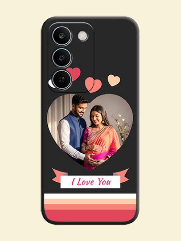 Love Shaped Photo with Colorful Stripes On Space Black Custom Soft Matte Mobile Back Cover - Realme C83 5G