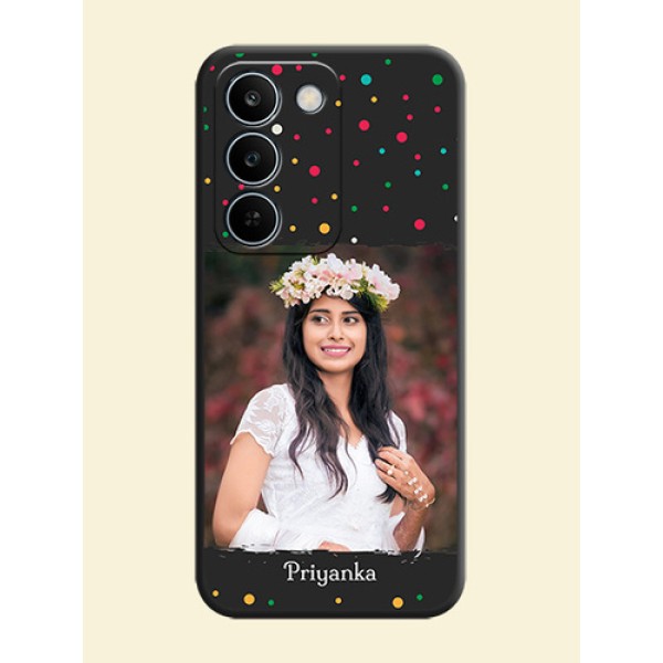 Multicolor Dotted Pattern with Text On Space Black Custom Soft Matte Mobile Back Cover - Realme C83 5G Multicolor Dotted Pattern with Text On Space Black Custom Soft Matte Mobile Back Cover - Realme C83 5G