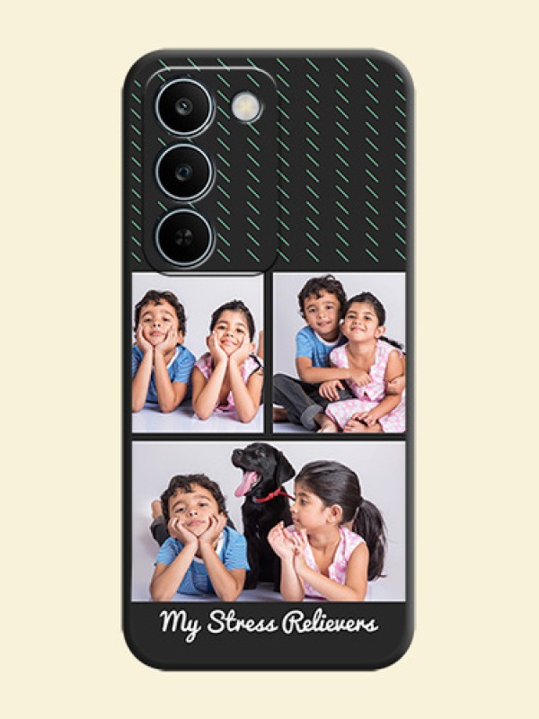 Cross Dotted Pattern with 2 Image Holder On Space Black Custom Soft Matte Mobile Back Cover - Realme C83 5G