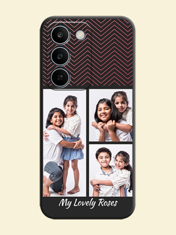 Wave Pattern with 3 Image Holder On Space Black Custom Soft Matte Mobile Back Cover - Realme C83 5G