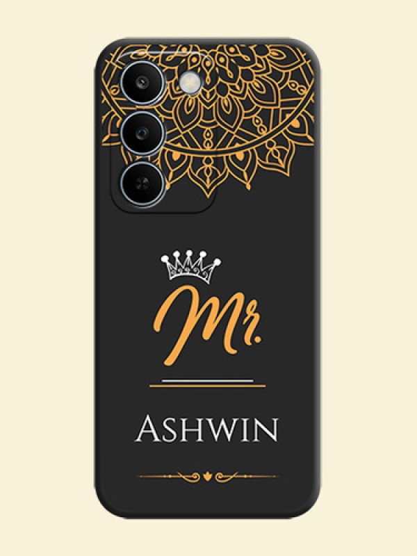 Mr Name with Floral Design On Space Black Custom Soft Matte Mobile Back Cover - Realme C83 5G