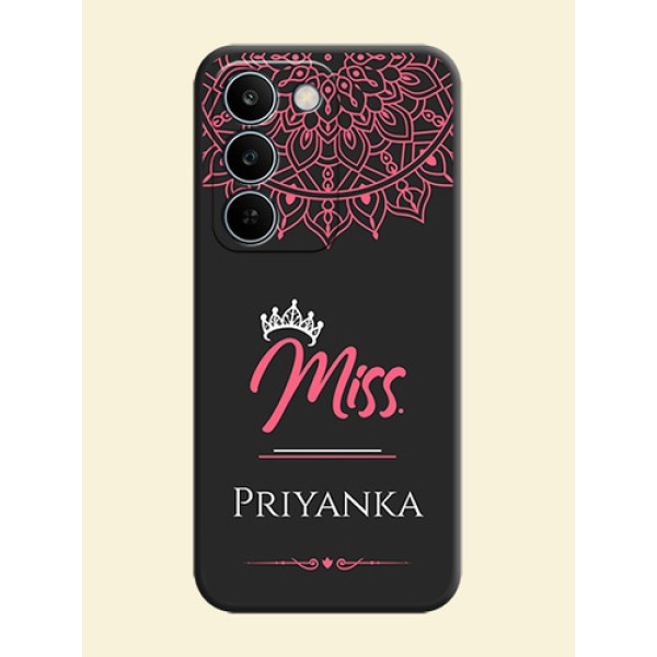 Mrs Name with Floral Design On Space Black Custom Soft Matte Mobile Back Cover - Realme C83 5G Mrs Name with Floral Design On Space Black Custom Soft Matte Mobile Back Cover - Realme C83 5G