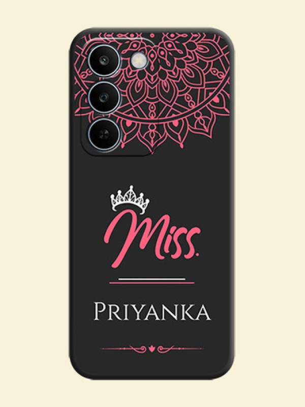 Mrs Name with Floral Design On Space Black Custom Soft Matte Mobile Back Cover - Realme C83 5G