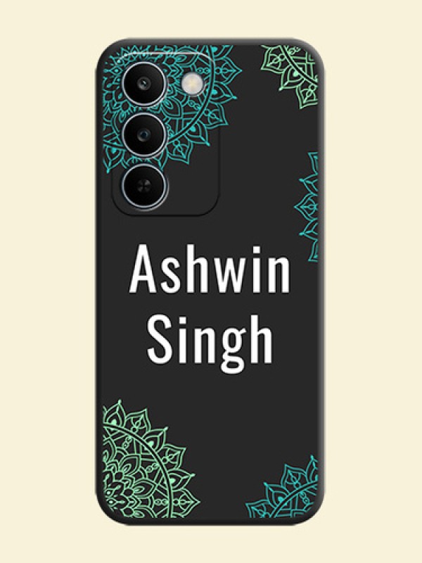 Your Name with Floral Design On Space Black Custom Soft Matte Mobile Back Cover - Realme C83 5G