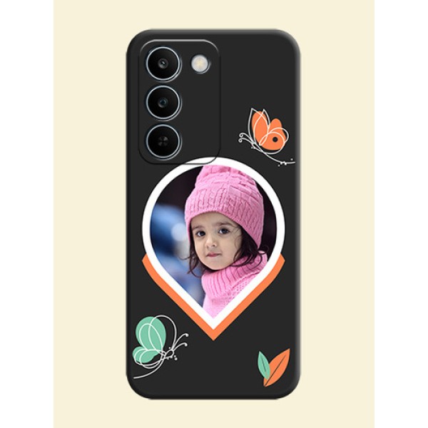 Upload Pic With Simple Butterly Design On Space Black Custom Soft Matte Mobile Back Cover - Realme C83 5G Upload Pic With Simple Butterly Design On Space Black Custom Soft Matte Mobile Back Cover - Realme C83 5G