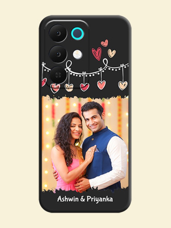 Pink Love Hangings with Name On Space Black Custom Soft Matte Mobile Back Cover - Realme C85 5G