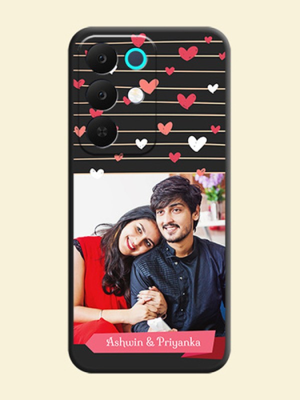 Love Pattern with Name on Pink Ribbon on Photo On Space Black Custom Soft Matte Mobile Back Cover - Realme C85 5G
