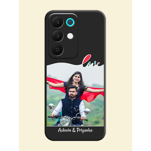 Fall in Love Pattern with Picture on Photo On Space Black Custom Soft Matte Mobile Back Cover - Realme C85 5G Fall in Love Pattern with Picture on Photo On Space Black Custom Soft Matte Mobile Back Cover - Realme C85 5G
