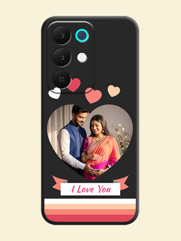 Love Shaped Photo with Colorful Stripes On Space Black Custom Soft Matte Mobile Back Cover - Realme C85 5G
