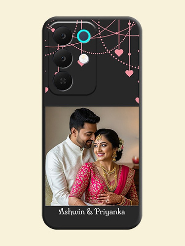 Pink Love Hangings with Text On Space Black Custom Soft Matte Mobile Back Cover - Realme C85 5G