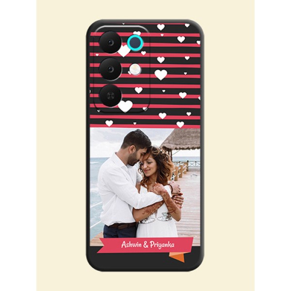 White Color Love Symbols with Pink Lines Pattern On Space Black Custom Soft Matte Mobile Back Cover - Realme C85 5G White Color Love Symbols with Pink Lines Pattern On Space Black Custom Soft Matte Mobile Back Cover - Realme C85 5G