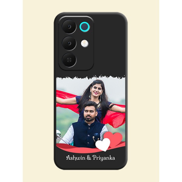Pin Color Love Shaped Ribbon Design with Text On Space Black Custom Soft Matte Mobile Back Cover - Realme C85 5G Pin Color Love Shaped Ribbon Design with Text On Space Black Custom Soft Matte Mobile Back Cover - Realme C85 5G