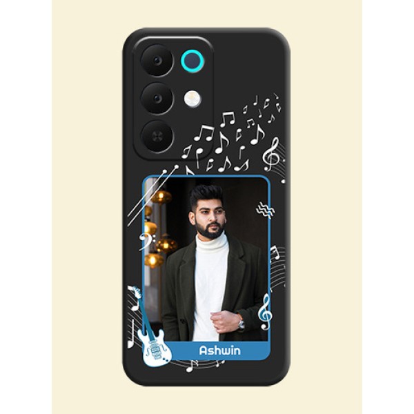 Musical Theme Design with Text on Photo On Space Black Custom Soft Matte Mobile Back Cover - Realme C85 5G Musical Theme Design with Text on Photo On Space Black Custom Soft Matte Mobile Back Cover - Realme C85 5G
