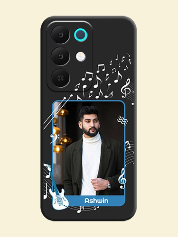 Musical Theme Design with Text on Photo On Space Black Custom Soft Matte Mobile Back Cover - Realme C85 5G